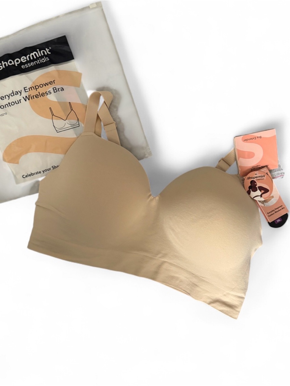NWT Shapermint Everyday Empower Contour Wireless Bra Nude 2X